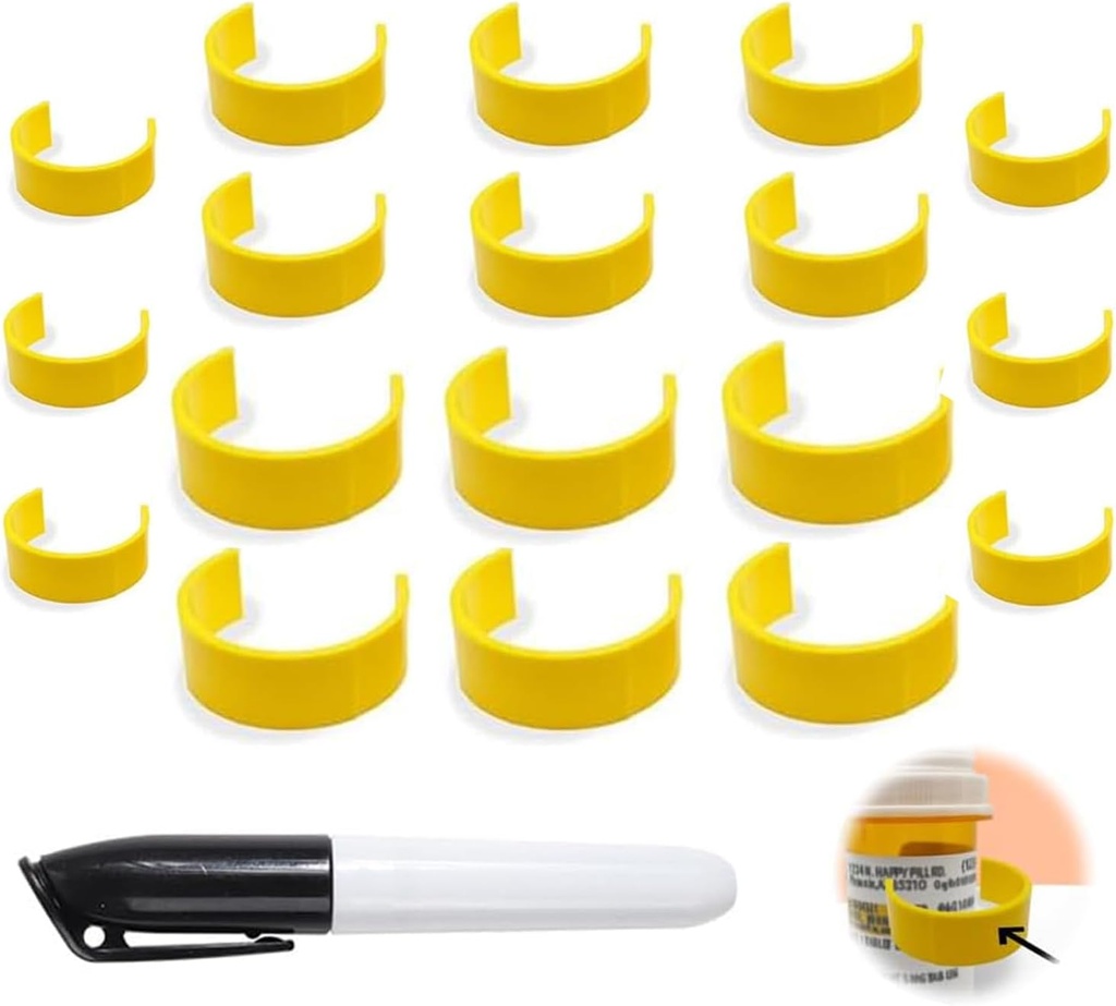 Κλιπ για Μπουκάλια Χάπια, Φιάλη Ιατρικής Ετικέτα Κλιπ για Εύκολη Ταυτοποίηση Φαρμάκων, Συσκευασία με Ετικέτα Στυλό, Κατάλληλο για Καθημερινή Χρήση Ή Ταξίδι (18)