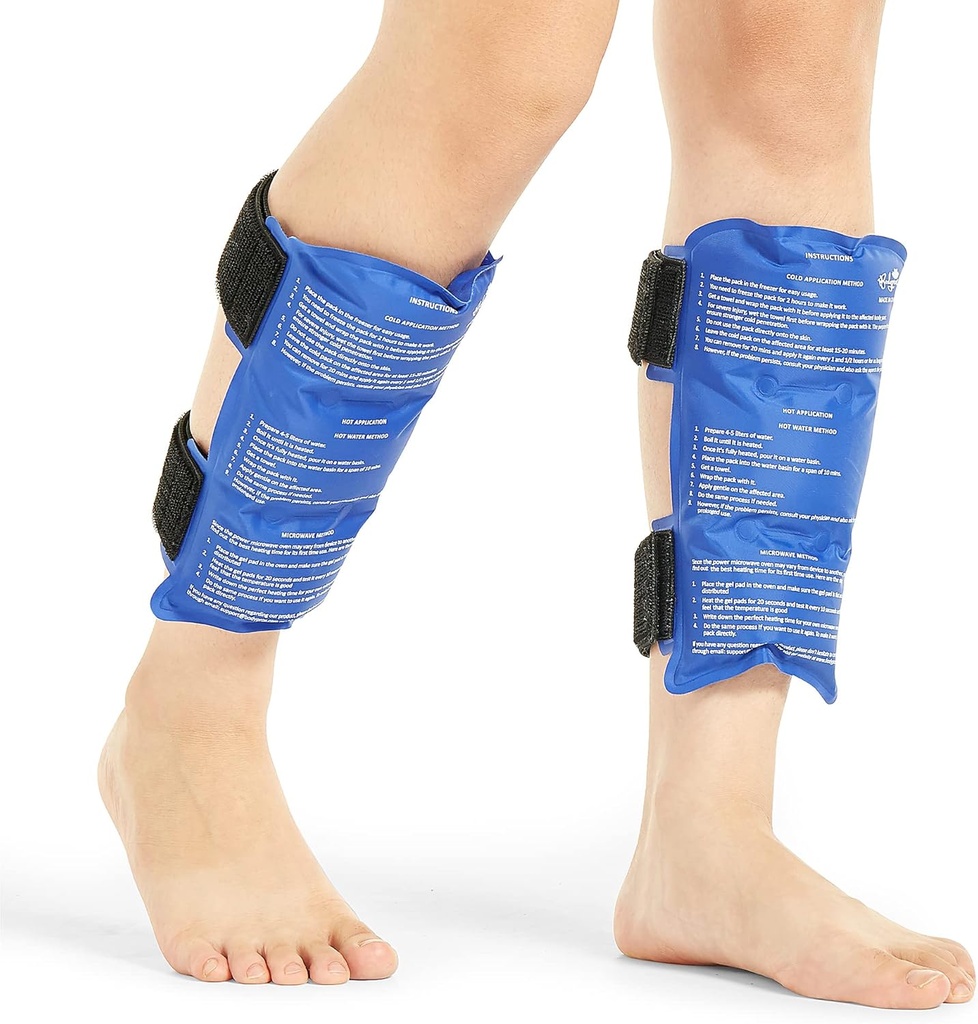 BODYPROX Shin Splint Ice Pack 2 Pack - Επαναχρησιμοποιήσιμο κρύο και ζεστό Wrap για Shin Splints Pain Relief, Ευέλικτο πακέτο πάγου για Runners