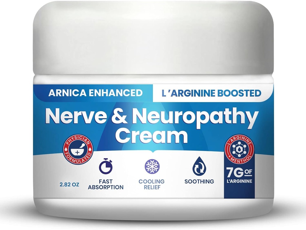 Κρέμα Νευροπάθειας Arnica Ενισχυμένη και L’Arginine Ενισχυμένη Φόρμουλα - Μέγιστη Ανακούφιση Δύναμης για Πόδι, Χέρια, Πόδια, Πόδια Περιλαμβάνει 7grams L’Arginine; Βιταμίνη B6, MSM, Arnica, Aloe -2,82oz