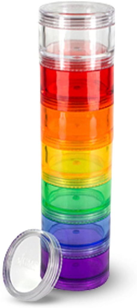 7 Day Medicine Hill Organizer - Stackable Pill Box - Ταιριάζει σε μικρά δισκία & συμπληρώματα βιταμίνης, Κρατήστε την Καθημερινή σας Ιατρική Οργανωμένη σε One Place - Medium - Rainbow
