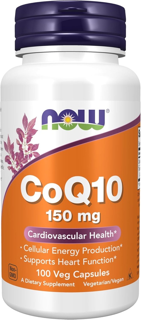 NOW Συμπληρώματα, CoQ10 150 mg, Φαρμακευτική Βαθμός, All-Trans Form που παράγεται με ζύμωση, 100 Veg Κάψουλες