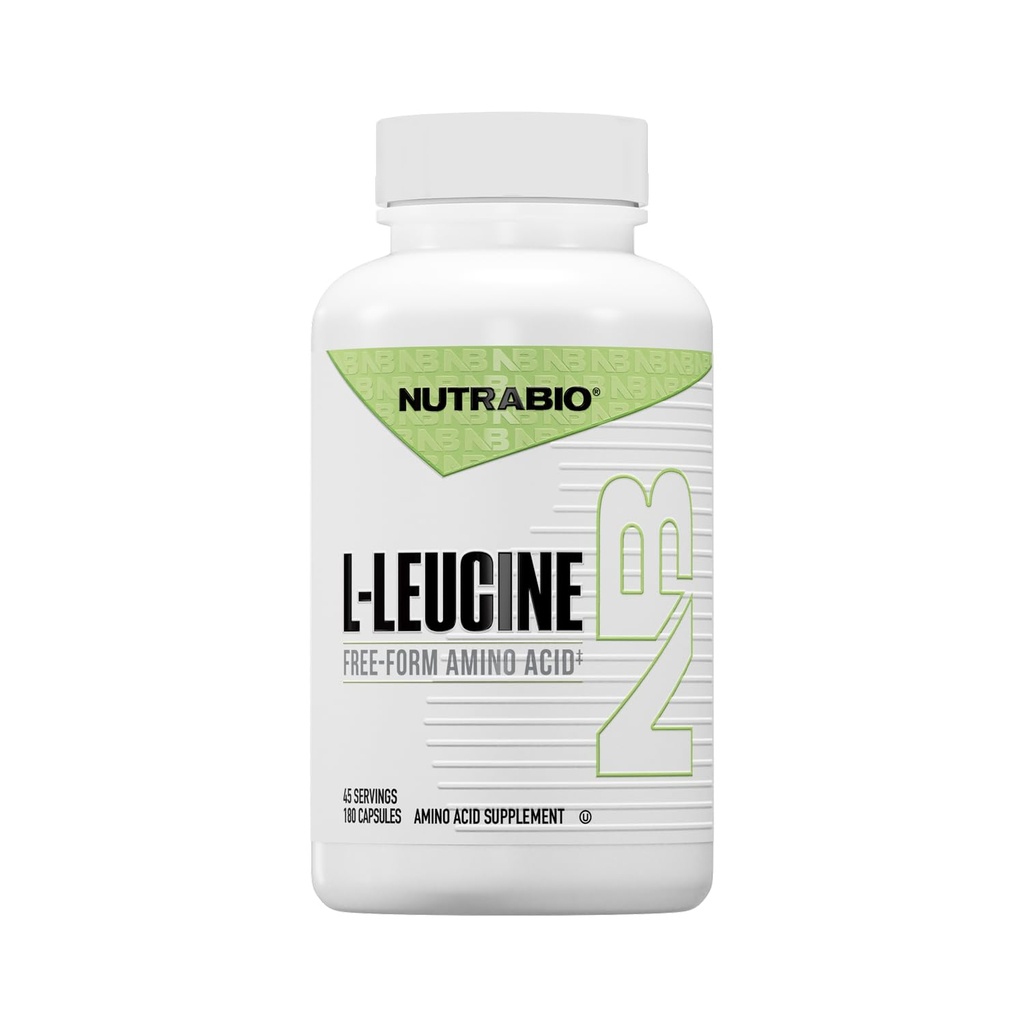 NutraBio L-Leucine συμπλήρωμα - Optimal Amino Acid για την ανάπτυξη των μυών & την αποκατάσταση - Φυσικά ζυμωμένη ελεύθερη μορφή Leucine Amino Acids συμπλήρωμα- Vegan, μη GMO, Χωρίς γλουτένη - 400mg, 180 κάψουλες