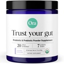 Ora Organic Prebiotic and Probiotic Powder Supplement - 20 δισεκατομμύρια προβιοτικά, 7 στεφάνες για το καλύτερο Prebiotic Powder, μη-GMO, Probiotics για γυναίκες, άνδρες & παιδιά - λεμονάδα λεμονάδα λεμονάδα λεβάντα, 30 εξυπηρετούν