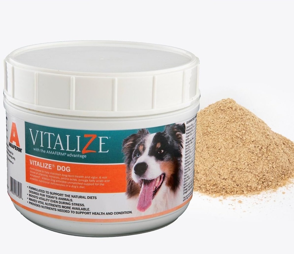 Vitalize Dog Digestive Health Powder - Ανακούφιση για δυσκοιλιότητα, Έμετος & Ναυτία, Skin & Coat Supplement - Πολυβιταμίνη σε σκόνη με Ωμέγα 6, 3 & Βιοτίνη & Προγεννητικό συμπλήρωμα σκύλων (1 λίρα)