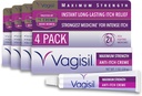 Vagisil μέγιστη δύναμη Feminine Anti-Itch Κρέμα με Benzocaine για τις γυναίκες, Βοηθά στην ανακούφιση της μόλυνσης της ζύμης Ερεθισμός, γυναικολόγος Δοκιμάζεται, ταχείας δράσης, Καταπραΰνει και δροσίζει το δέρμα, 1 oz (πακέτο των 4)