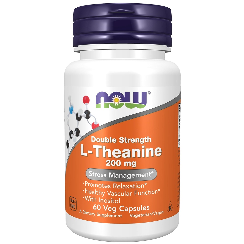 NOW L-Theanine 200 mg,60 Veg Capsules