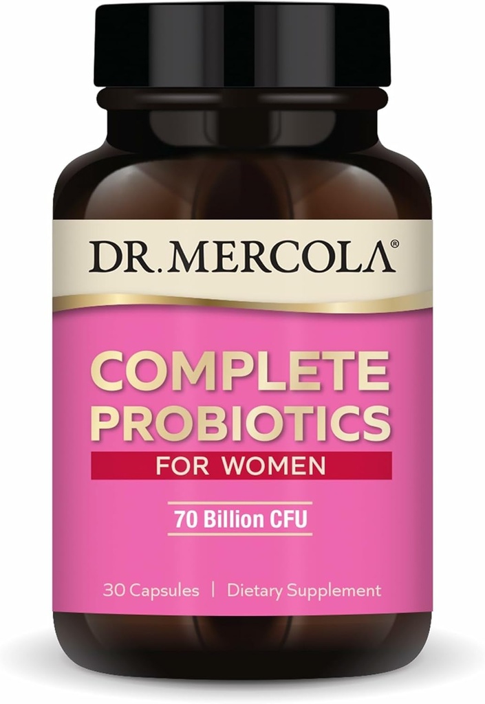 Dr. Mercola Complete Probiotics for Women - Supports Gut, Κολπική & Ανοσολογική Υγεία - Περιέχει Lactobacillus Strains - Μη ΓΤΟ, Χωρίς γλουτένη & Χωρίς σόγια - 30 Κάψουλες (30 Σερβιέτες)