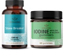 HERBAMAMA Stone Breaker and Iodine Kit - Bundle των 1200 mg Stone Breaker Capses & Pastium Iodine Gummies - Vegan, Non-GMO, Gelatin-free - 2 Pack