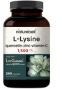 NatureBell L-Lysine 1000mg Κάψουλες + Quercetin 250mg με βιταμίνη C και ψευδάργυρο, 240 Count 