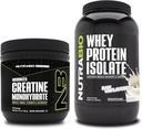 NutraBio Creatine Monohydrate, Unflavored, 150g και Whey Protein Isolate, Unflaved, συμπλήρωμα Bundle - μυϊκή ενέργεια, Lean μυϊκή ανάπτυξη, ανάκτηση, και δύναμη