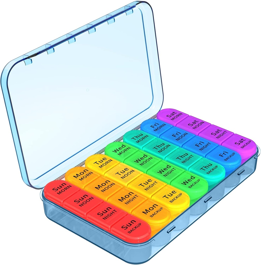 Daviky Pill Organizer, Daily Pill Box 7 Day, Weekly Pill Organizer 4 φορές την ημέρα, μεγάλη ταξιδιωτική θήκη με 28 διαμέρισμα για να κρατήσει ιατρική, βιταμίνη και συμπλήρωμα (μπλε)