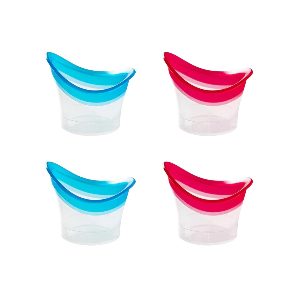 BRBASAP Eye Wash Cup 4Pack Eye Wash Kit Bath Silicone Eyelash Lid Care for Cured Dry Eyes Αποτελεσματική λύση καθαρισμού ματιών με αποθήκευση εμπορευματοκιβωτίων Καταπραϋντικά κουρασμένα μάτια (μπλε και ροζ)