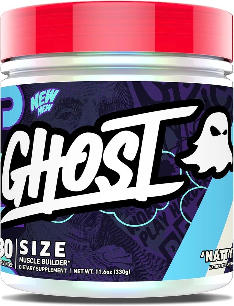 GHOST Μέγεθος V3 Μυϊκός Οικοδόμος Συμπλήρωμα Διατροφής - Natty, 30 Υπηρεσίες – Υποστήριξη της μυϊκής ανάπτυξης & της δύναμης Κτίριο για άνδρες & γυναίκες - Creatine & Betaine - Χωρίς ζάχαρη & γλουτένη