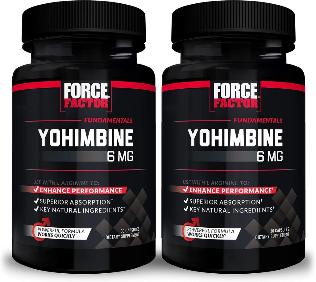 Force Factor Yohimbine συμπλήρωμα για τους άνδρες, Yohimbe Bark Extract με ανώτερη απορρόφηση για την ενίσχυση της απόδοσης, 6mg Yohimbine Bark χάπια με βασικά φυσικά συστατικά, 30 Count (πακέτο του 2)