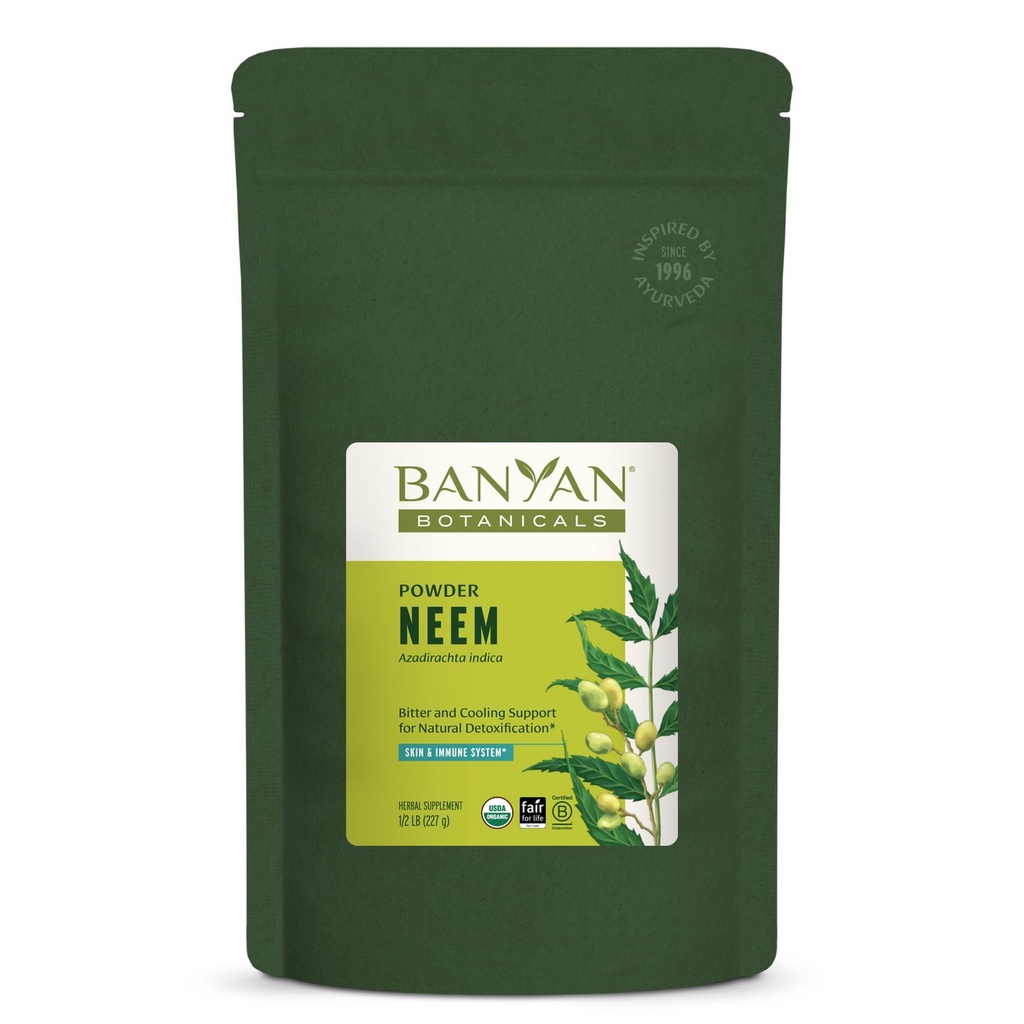 Banyan Botanicals Neem Powder - Organic Azadirachta Indica - Καθαρισμός Ayurvedic Herb για Υγιές Δέρμα & Αίμα* – 1/2 lb. – Fair for Life Βιώσιμα Πηγή Μη ΓΤΟ Vegan