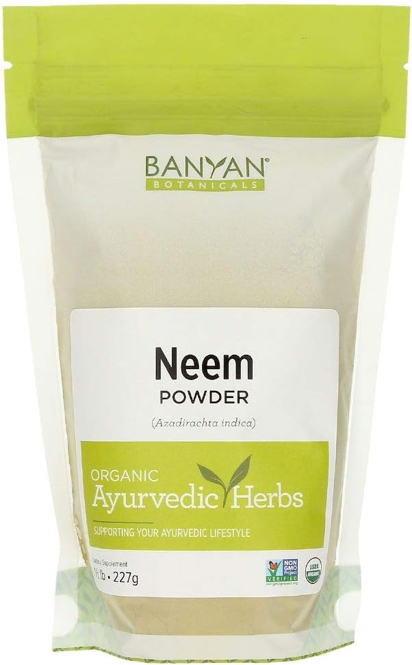 Banyan Botanicals Neem Powder - Organic Azadirachta Indica - Καθαρισμός Ayurvedic Herb για Υγιές Δέρμα & Αίμα* – 1/2 lb. – Fair for Life Βιώσιμα Πηγή Μη ΓΤΟ Vegan
