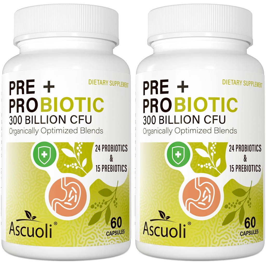 Probiotics for Women & Men - 300 δισεκατομμύρια CFU, 24 στεφάνες + 15 βιολογικά βότανα Prebiotics Blend, καθημερινή προβιοτική για την Digestive Υγεία, ανοσοποιητικό, κόκκαλο, Bloating - 120 κάψουλες χορτοφάγων (120-Ημέρες προσφοράς)