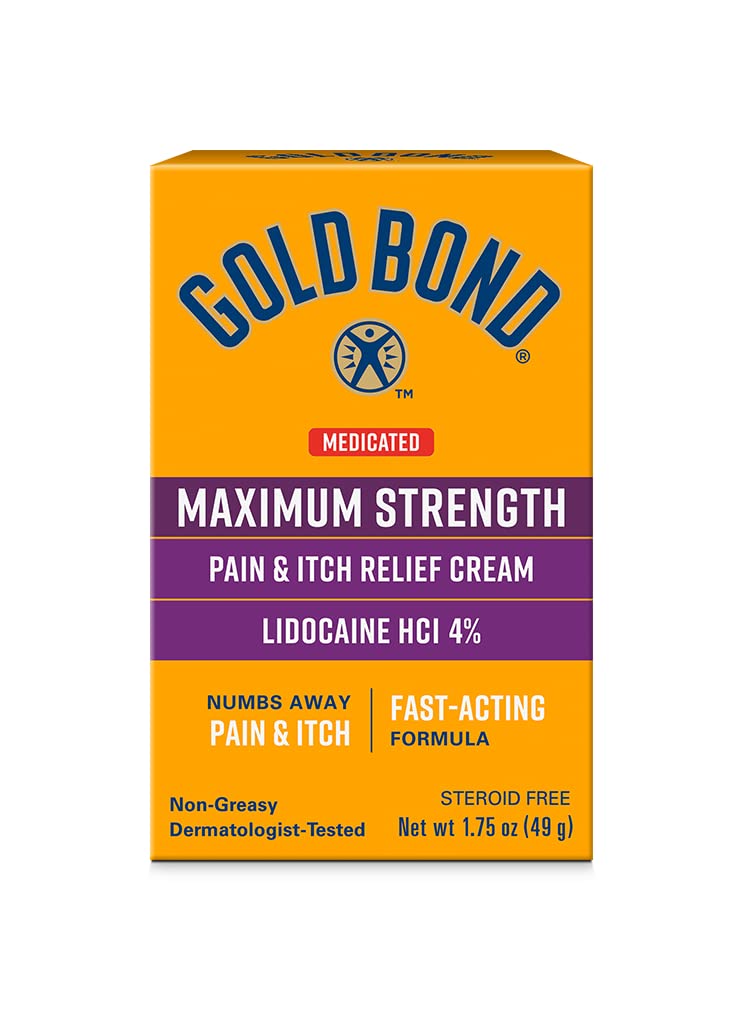Gold Bond Medicated Maximum Strength Pain & Itch Relief Cream, 1,75 oz., με λιδοκαΐνη