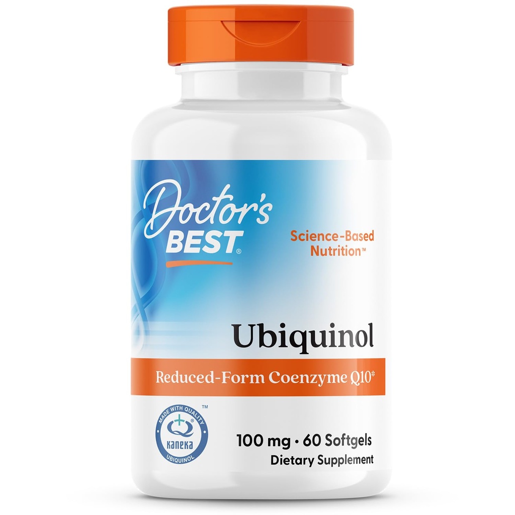 Doctor's Best Kaneka Ubiquinol 100 mg συμπλήρωμα για άνδρες και γυναίκες - Μειωμένη μορφή CoQ10, συνένζυμο Q10 100mg για αντιοξειδωτικό & καρδιακή υποστήριξη υγείας, μη GMO, χωρίς γλουτένη, χωρίς σόγια - 60 Softgels