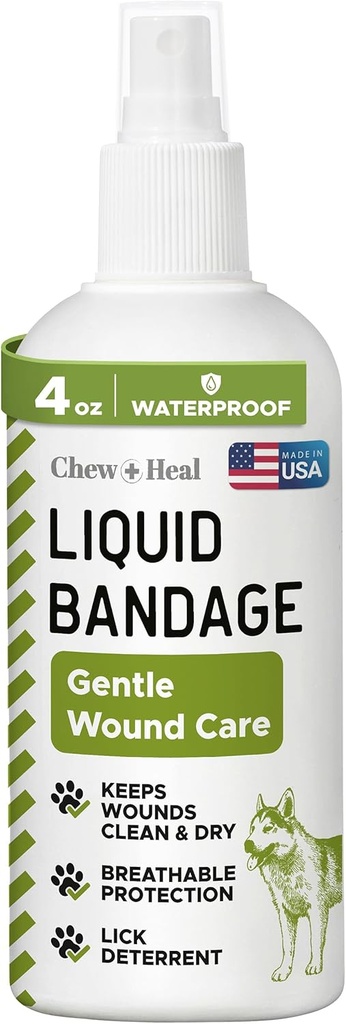 Pet Liquid Bandage for Dogs - 4 oz Spray με Αλόη - Πληγή Φροντίδα για Σκύλους Συμπεριλαμβάνονται περικοπές, scrapes, και Stitches - Αναπνεύσιμο και αδιάβροχο