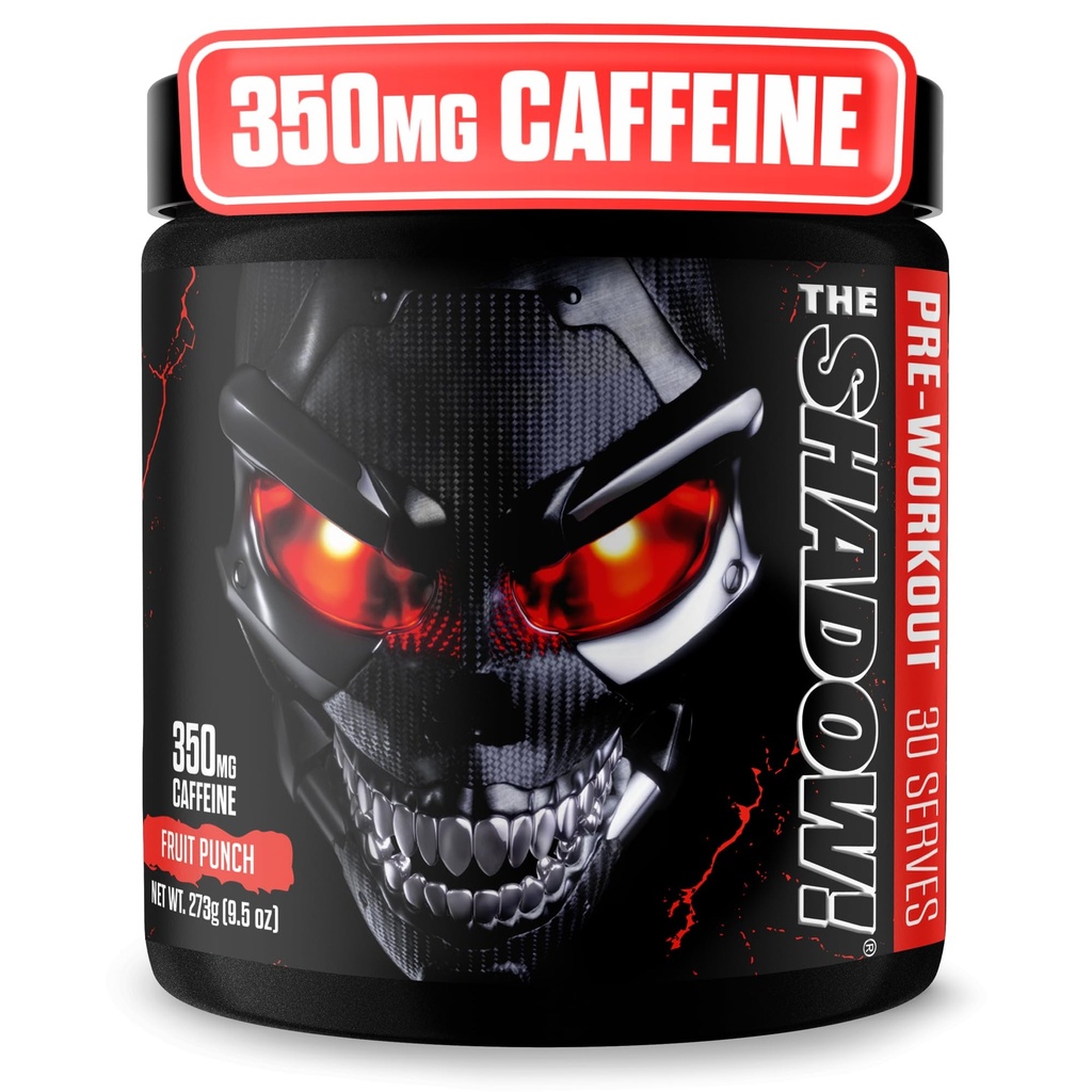 JNX SPORTS The Shadow! 350mg Caffeine Hard Core Preworkout - Fruit Punch 30 Εξυπηρετεί την Ηλεκτρική Ενέργεια, Ψυχική Εστίαση & Υπεράνθρωπη Δύναμη για Άνδρες & Γυναίκες