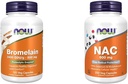 NOW Συμπληρώματα, Bromelain 2.400 GDU/g - 500 mg, Φυσικό Πρωτολυτικό Ένζυμο *, 120 Veg Κάψουλες & Συμπληρώματα, NAC 600 mg με Σελήνιο & Μολυβδαίνιο, 250 Veg Κάψουλες