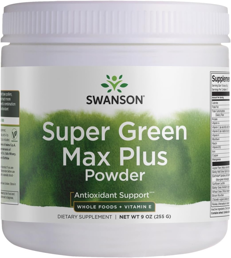 Swanson Super Green Max Plus 9 Ounce (255 g) Pwdr