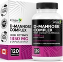 Renew Actives High Potency D-Mannose & Cranberry Complex 1000MG ανά 2 κάψουλες – με εκχύλισμα Hibiscus & Dandelion – Αντιοξειδωτικό Μείγμα – Δεν υπάρχουν τεχνητές γεύσεις - Κατασκευάζεται στον Καναδά - 120 κάψουλες