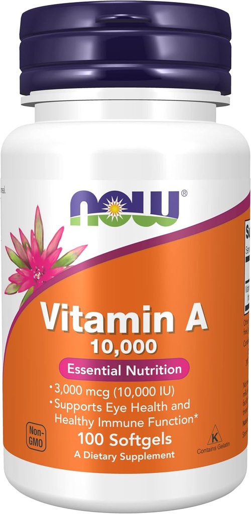 Vitamin A 10000 IU, 100 Sgels by Now Foods (Pack of 3)