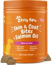 Zesty Paws Salmon Oil for Dogs Skin and Coat, Omega 3 τσίχλες ιχθυέλαιο, Αλλεργία ανακούφισης σκύλου μάσημα, Itch συμπλήρωμα ανακούφισης, 250 Count, Salmon Γεύση