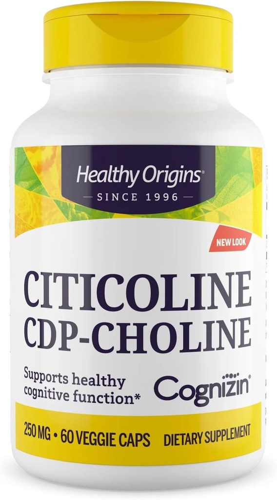 Healthy Origins Cognizin (Citicoline), 250 mg - Συμπλήρωμα εγκεφάλου για τη μνήμη με Choline Citicoline CDP - μη-GMO, Vegan & Gluten-free - 60 κάψουλες λαχανικών