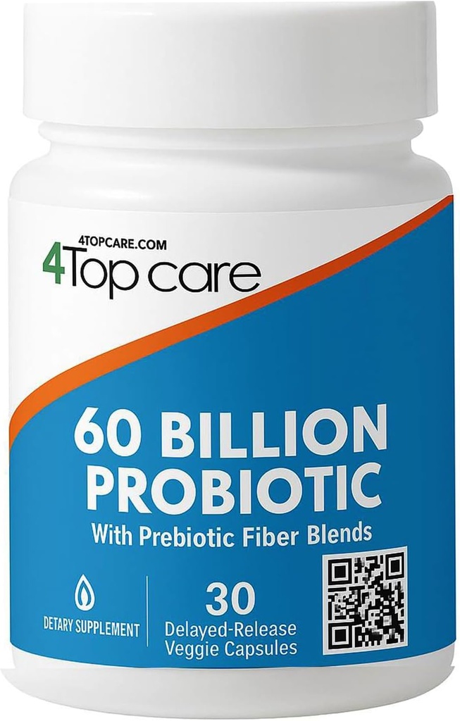 Probiotics 60 Billion CFU - 10 Strains + Organic Prebiotics - Immune, Digestive & Gut Health - Supports Occasional Constipation, Diarrhea, Gas & Bloating - for Women & Men (30 Count)