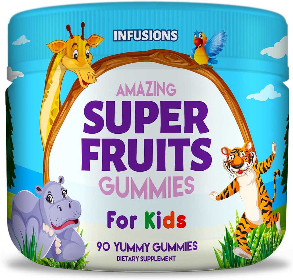 Έγχυση Super Gummies Φρούτων για τα παιδιά 90 Count Antioxidant Blend Μαλακό και νοστιμότατο Vegan Φιλικό Γλουτένη Χωρίς GMO