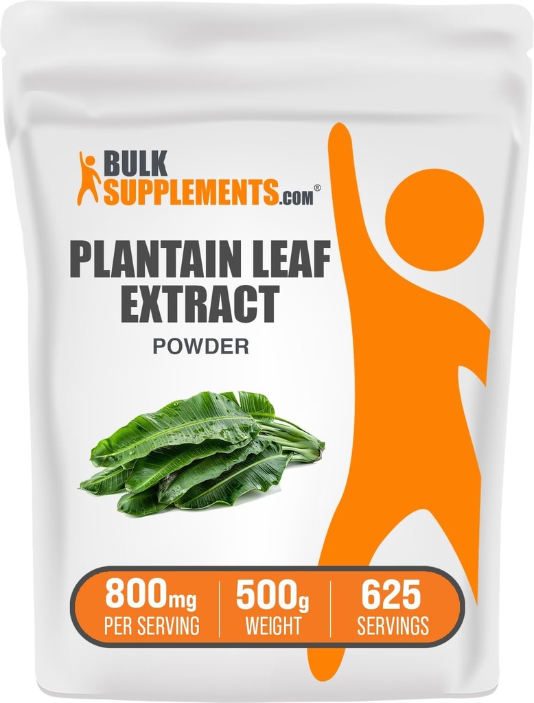BulkSupplements.com Plantain Leaf Extract Powder - Plantain Leaf Supplement, Plantain Leaf Powder - Herbal Supplement, Gluten Free, 800mg per Serving, 500g (1.1 lbs) (Pack of 1)