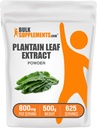 BulkSupplements.com Plantain Leaf Extract Powder - Plantain Leaf Supplement, Plantain Leaf Powder - Βότανο συμπλήρωμα, χωρίς γλουτένη, 800mg ανά Σερβίρισμα, 500g (1.1 lbs) (Συσκευασία των 1)