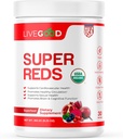 LIVEGOODTM Βιολογικά Super Reds με Alfalfa, Barley Grass, Beet Root, Ρόδι, Σπόροι σταφυλιού, Vegan, Gluten Free, 9,25 Oz