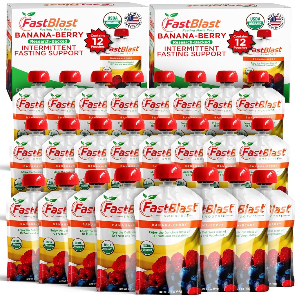 Fruit Smoothie Pouches Banana Berry - 2 Packs, 24 Pcs Smoothie Meal Replacement- USDA Organic Healthy Snacks Για Ενήλικες, Squeeze Pouchs Για Ποτά Για Ενήλικες, Μαλακά Τρόφιμα, Χωρίς Γλουτένη Χωρίς Γαλακτοκομικά Σνακ