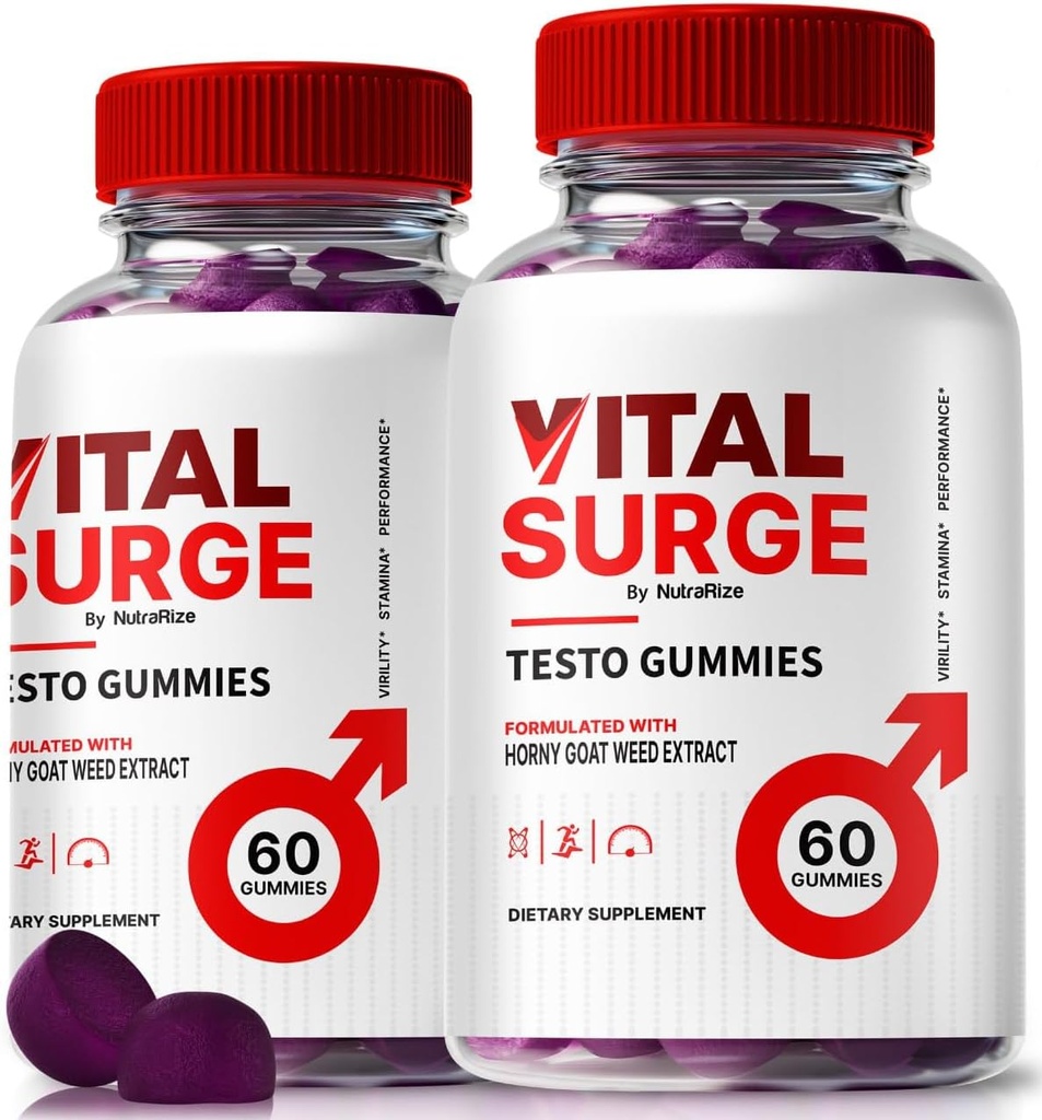 (2 Pack) Vital Surge Testo Gummies – Premium VitalSurge Gummies για άνδρες με καθαρά συστατικά στην κίνηση καυσίμου, αυτοπεποίθηση και καθημερινή απόδοση, Easy-to-Chew Vital Surge ME Gomitas (120 Gummies)
