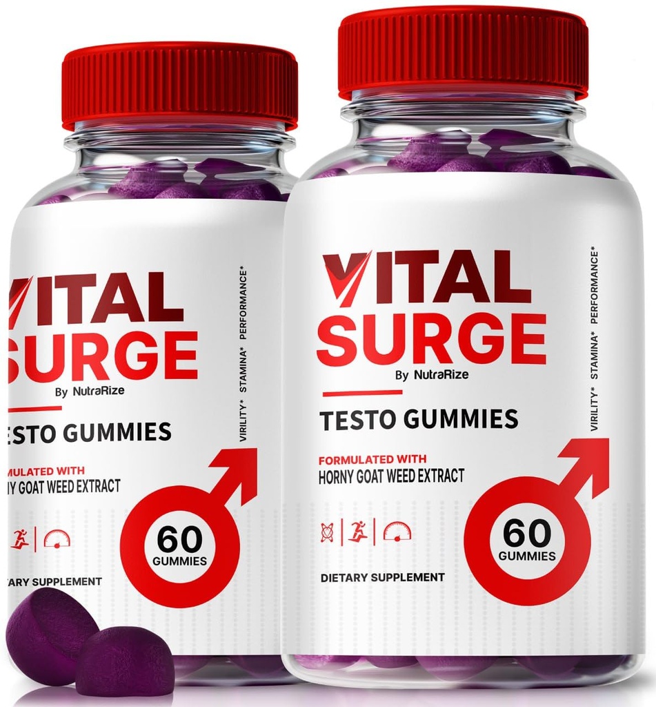 (2 Pack) Vital Surge Testo Gummies – Premium VitalSurge Gummies για άνδρες με καθαρά συστατικά στην κίνηση καυσίμου, αυτοπεποίθηση και καθημερινή απόδοση, Easy-to-Chew Vital Surge ME Gomitas (120 Gummies)