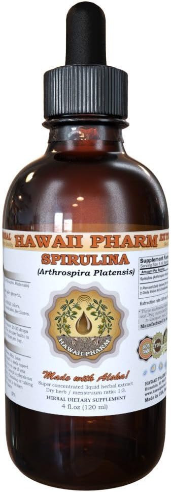 HawaiiPharm Spirulina Liquid Extract, Βιολογικό Spirulina (Arthrospira platensis) Βάμμα, βοτανικό συμπλήρωμα, Κατασκευασμένο στις ΗΠΑ, 2 fl.oz