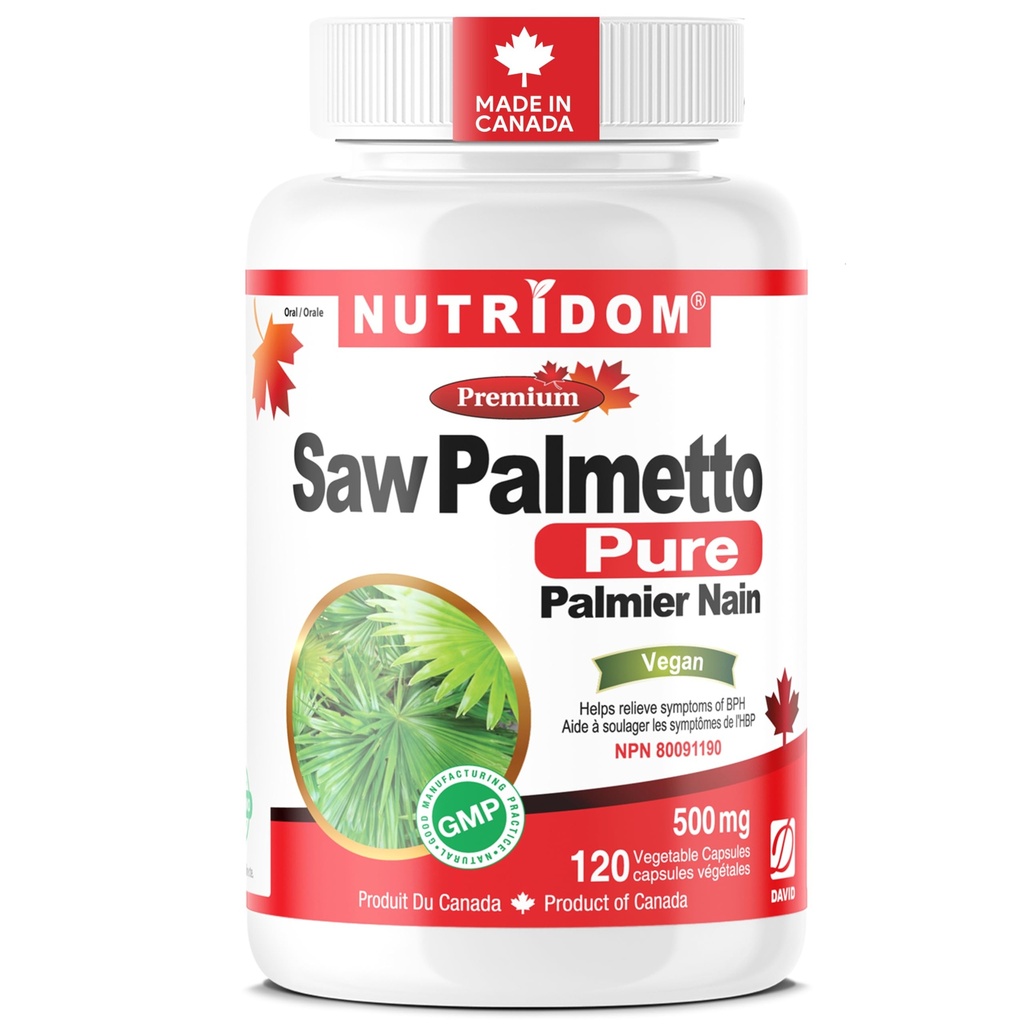 Nutridom Saw Palmetto 500mg, μη ΓΤΟ, Vegan, Χωρίς γλουτένη, Χωρίς σόγια και χωρίς γαλακτοκομικά (120 κόμης)