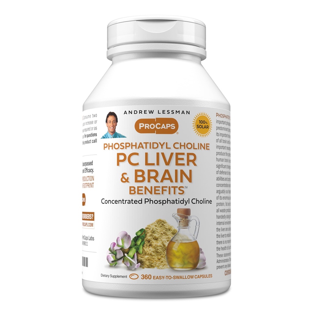 ANDREW LESSMAN PC συκώτι και εγκέφαλος Οφέλη 360 Softgels - Phosphatidyl Choline, πιο σημαντικό οικοδομικό μπλοκ για υγιή συκώτι και δομή του εγκεφάλου, λειτουργία. Χωρίς Πρόσθετα. Εύκολο να καταπιείτε Softgels