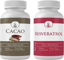 PURE ORIGINAL INGREDIENTS Cacao & Resveratrol Capsule Bundle (100 Capsules Each), No Additives or Fillers, Lab Verified