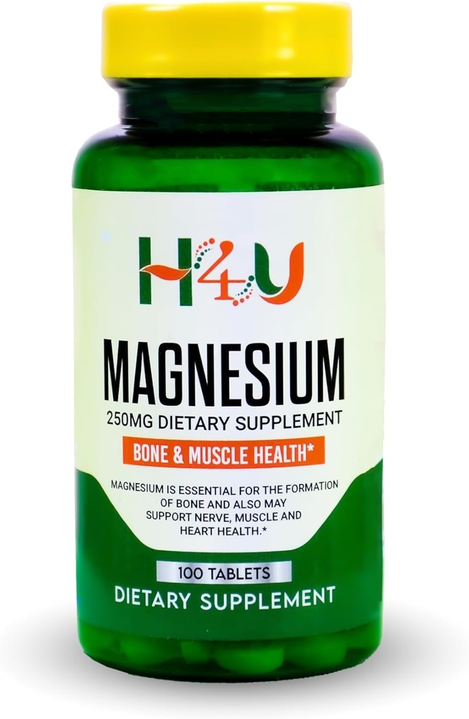 H4U - 4 TOP CARE Μαγνήσιο Οστών & Μυικής Υγείας Διαιτητικά δισκία, 250 mg, 100 Count