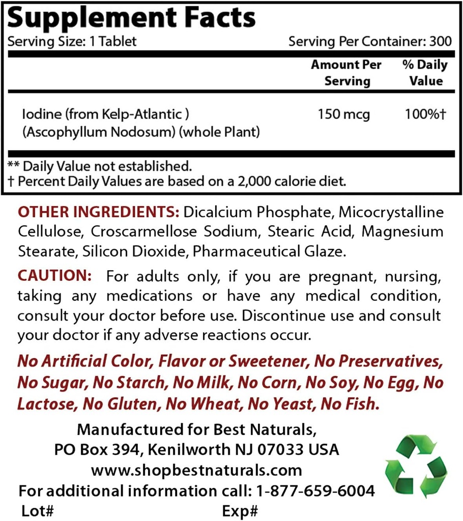 Συμπλήρωμα Kelp 150 Mcg & Σελήνιο 200 mcg