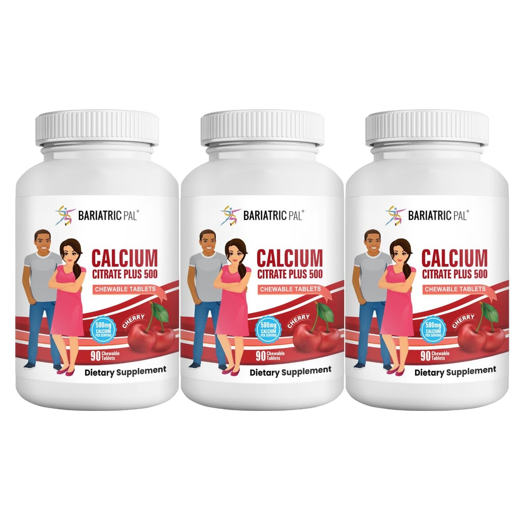 BariatricPal ασβέστιο Κιτρικό 500mg Μασώμενα δισκία - Κεράσι (Εφοδιασμός 90 ημερών)