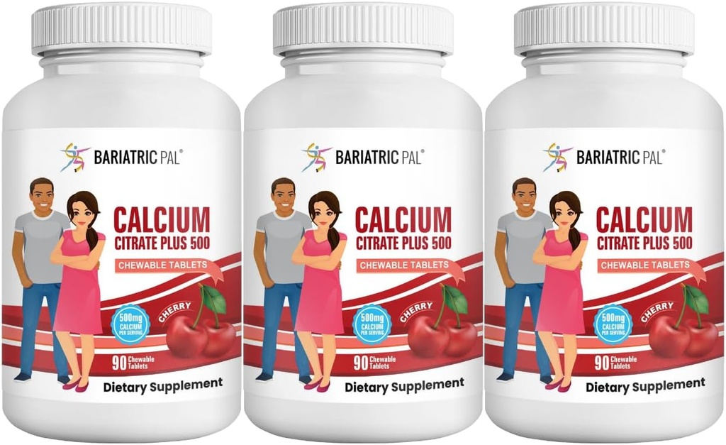 BariatricPal Calcium Citrate 500mg Chewable Tablets - Cherry (90-Day Supply)