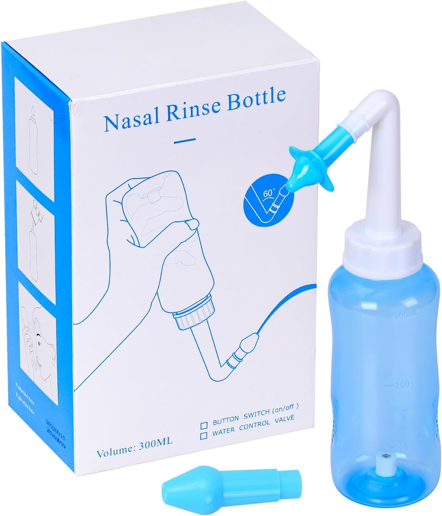 Neti Pot Sinus Ξεπλύνετε το μπουκάλι πίεση Nasνική άρδευση Sinus Reinsing Kit μπουκάλι καθαρισμού μύτης για ενήλικες & παιδιά BPA δωρεάν (300ML, μπλε)