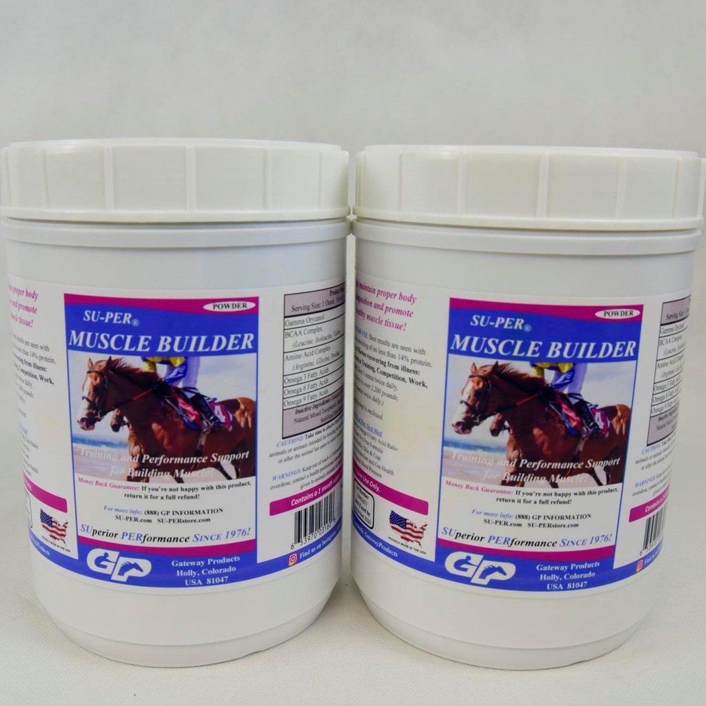 SU-PER Muscle Builder Horse συμπλήρωμα - Εκπαίδευση και την υποστήριξη απόδοσης για την άσκηση μυών - 2,5 Λίρες, (2 Pack)
