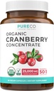 Βιολογικά Χάπια Cranberry - 50:1 Συμπύκνωμα Ισοδυναμεί 25,000mg νωπών φραγκοστάφυλων (Vegan) για την ουρολοίμωξη & τον καθαρισμό νεφρών - Χάπια Cranberry για γυναίκες - Συμπλήρωμα υποστήριξης UTI - 60 κάψουλες